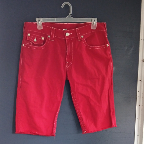 True Religion Other - EUC True Religion Men's Vibrant Red Jean Shorts size 36